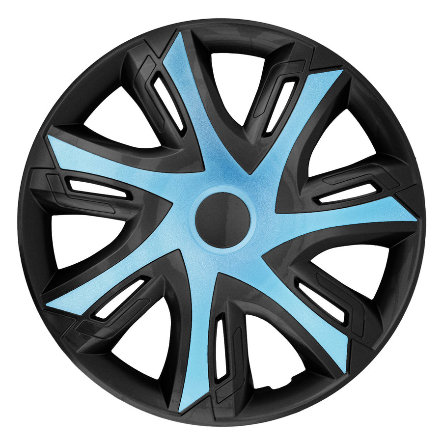 Calotas NRM N-Power para jantes de aço Conjunto de 4 guarnições de roda em dois tons para plástico ABS de veículo KFZ (azul/preto, 14")