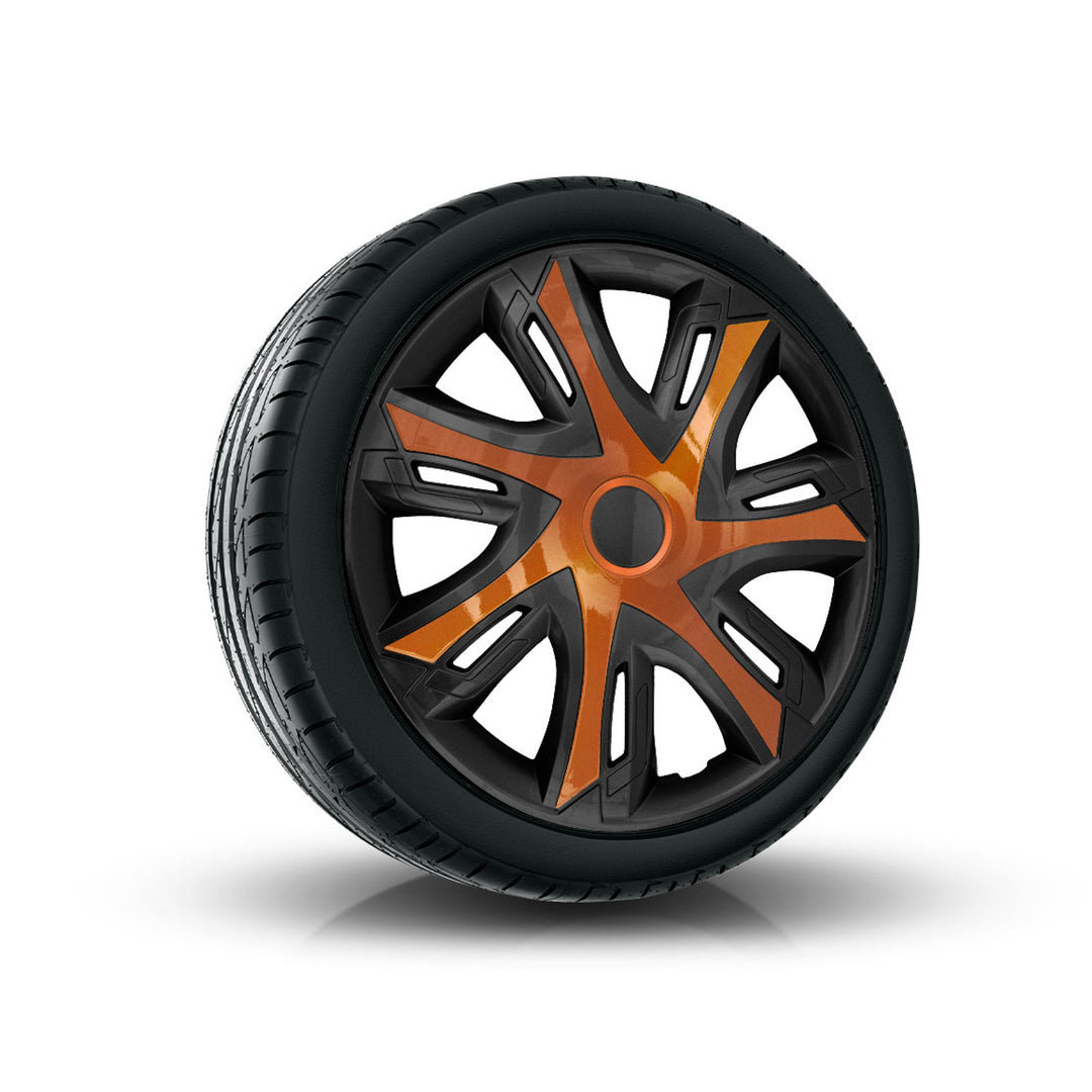 Tapacubos NRM N-Power para Llantas de Acero Embellecedores de Rueda Bicolor Juego de 4 para Vehículo KFZ Plástico ABS (Cobre/negro, 14")