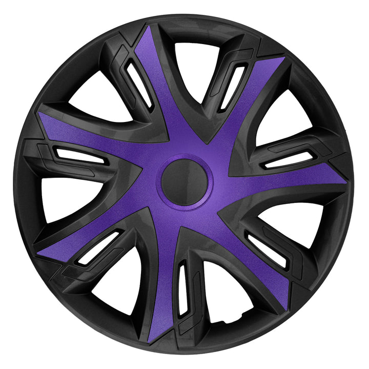 Tapacubos NRM N-Power para Llantas de Acero Embellecedores de Rueda Bicolor Juego de 4 para Vehículo KFZ Plástico ABS (Morado/negro, 14")