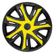Tapacubos NRM N-Power para Llantas de Acero Embellecedores de Rueda Bicolor Juego de 4 para Vehículo KFZ Plástico ABS (Amarillo/negro, 14")