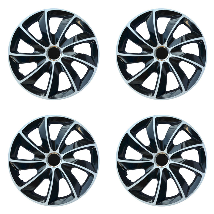 NRM STIG Calotas extras para aros de aço Conjunto de 4 guarnições de roda em dois tons para veículo KFZ Plástico ABS Plástico ABS (branco/preto, 13")
