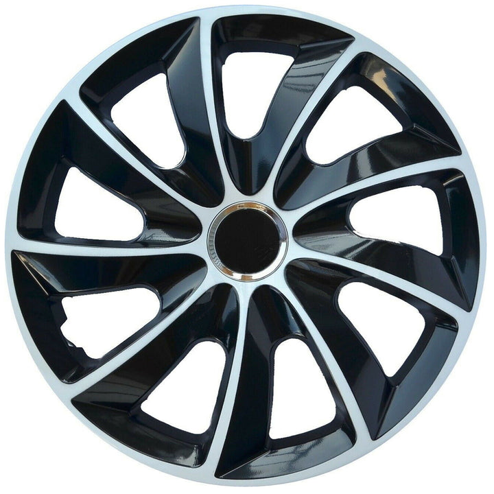 NRM STIG Calotas extras para aros de aço Conjunto de 4 guarnições de roda em dois tons para veículo KFZ Plástico ABS Plástico ABS (branco/preto, 17")