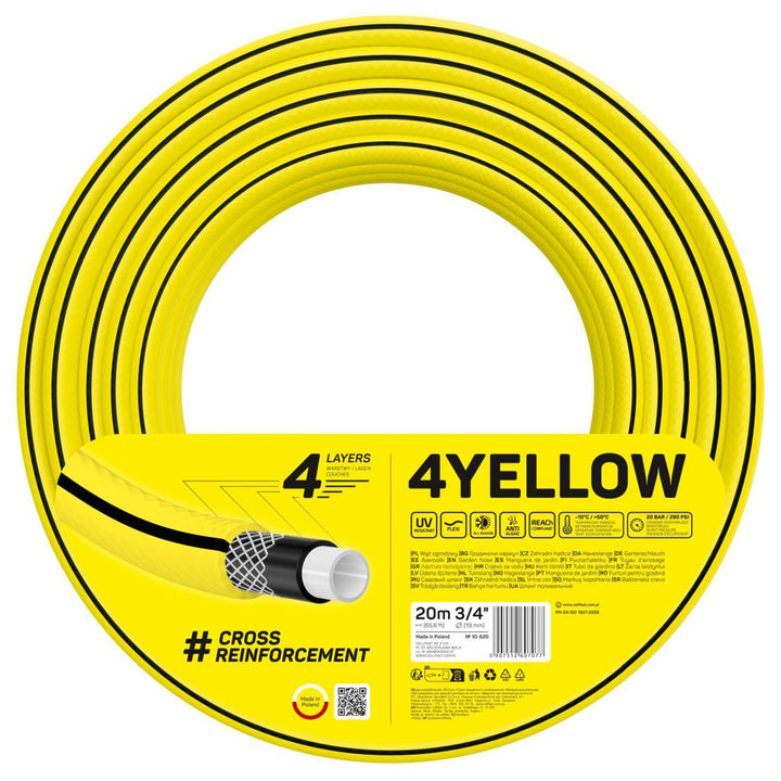 mangueira de jardim CELLFAST 4YELLOW 10-520 3/4" 20m 4 camadas
