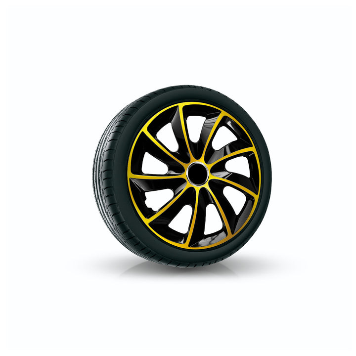 NRM STIG Calotas extras para aros de aço Conjunto de 4 acabamentos de roda em dois tons para plástico ABS de veículo KFZ (dourado/preto, 17")