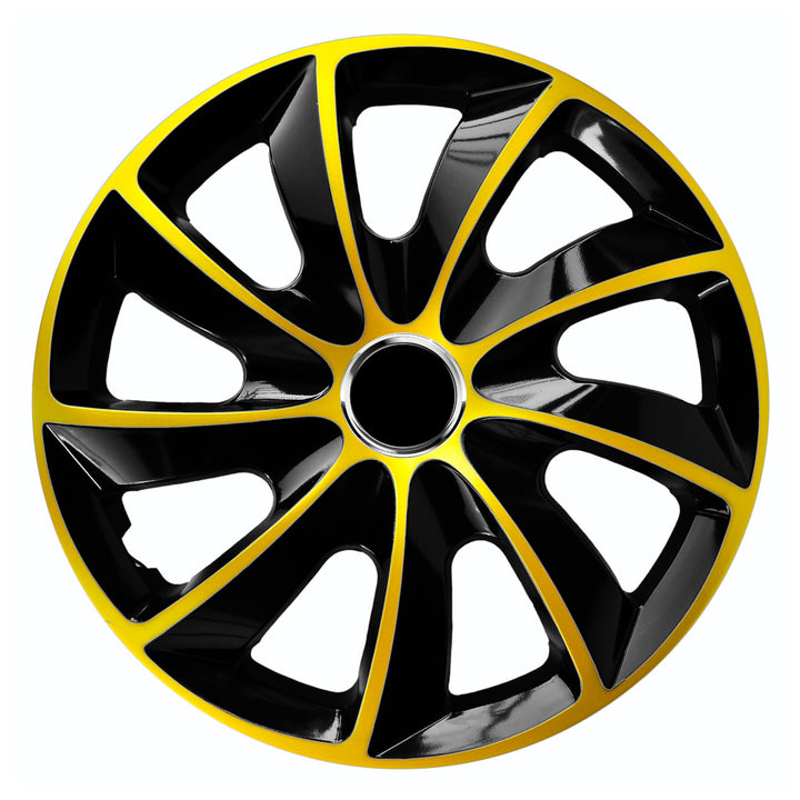 NRM STIG Calotas extras para aros de aço Conjunto de 4 acabamentos de roda em dois tons para plástico ABS de veículo KFZ (dourado/preto, 17")