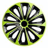 NRM STRONG DUO Tapacubos para Llantas de Acero Embellecedores de Rueda de Dos Tonos Juego de 4 para Vehículo KFZ Plástico ABS (Verde/Negro, 16")