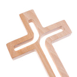Luda Studio Cruz suspensa de madeira Cruz moderna cruz de parede (natural, 18x12x1,5 cm)
