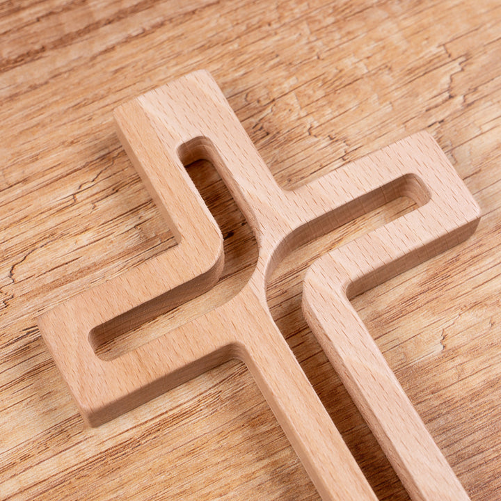 Luda Studio Cruz Colgante de Madera Cruz Moderna Cruz de Pared (Natural, 30x18x1,8cm)