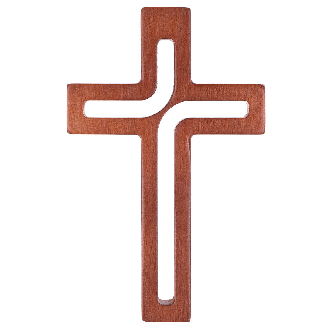 Luda Studio Cruz suspensa de madeira Cruz moderna cruz de parede (marrom, 30x18x1,8 cm)