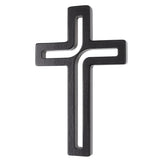 Cruz suspensa de madeira moderna preta 30x18x1,8 cm