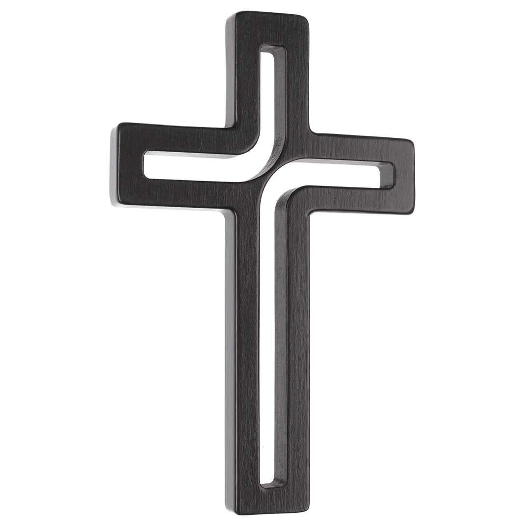 Cruz colgante de madera moderna negra 30x18x1,8 cm