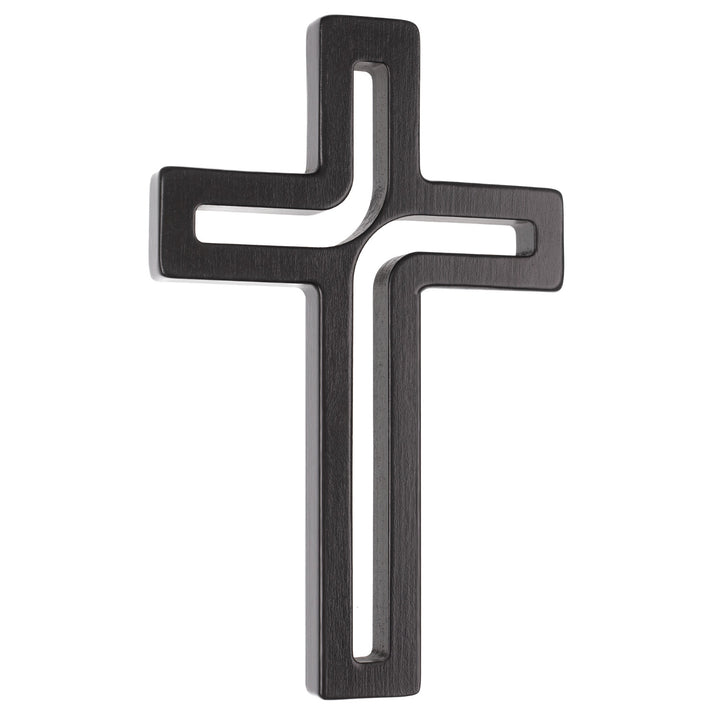Cruz colgante de madera moderna negra 30x18x1,8 cm