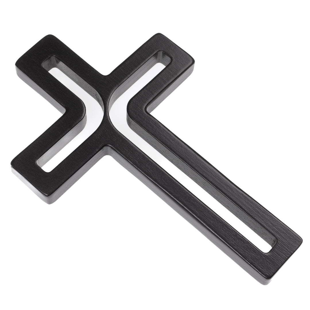 Cruz colgante de madera moderna negra 30x18x1,8 cm