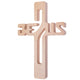 Cruz Pendurada em Madeira Cruzada de Parede com Letras JESUS ​​​​(Natural, 22x14x1,6cm)