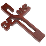 Cruz em madeira com inscrição JESUS, castanho, 30x20x1,8cm