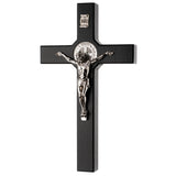 Cruz de madeira de São Bento Pendente Cruz com Símbolo da Paixão (Preto, 18x10x1,8cm)