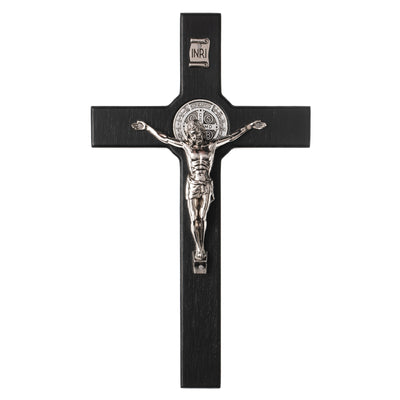 Cruz de madeira de São Bento Pendente Cruz com Símbolo da Paixão (Preto, 18x10x1,8cm)
