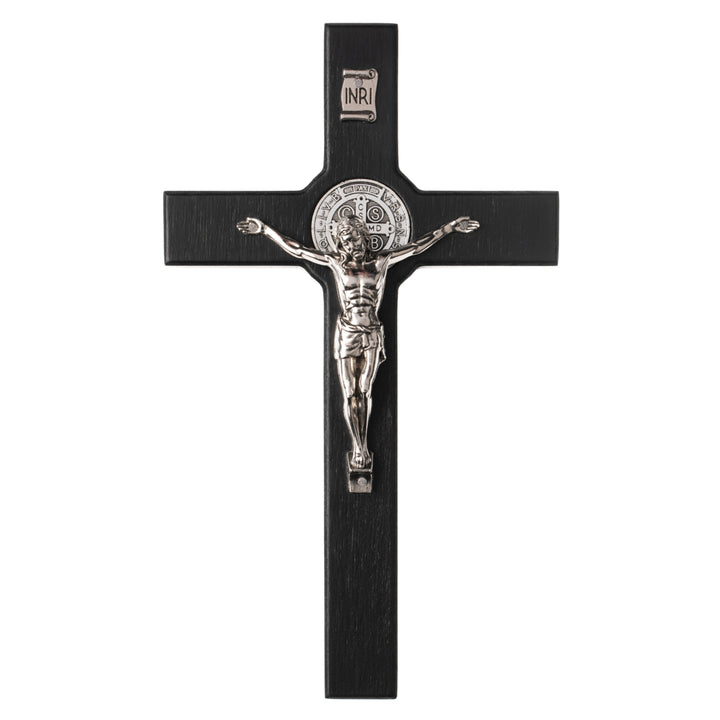 Cruz de madeira de São Bento Pendente Cruz com Símbolo da Paixão (Preto, 18x10x1,8cm)
