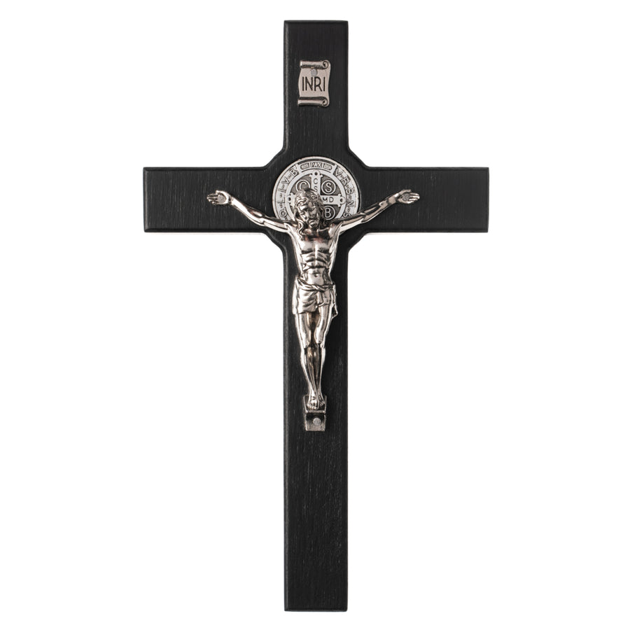Cruz de madeira de São Bento Pendente Cruz com Símbolo da Paixão (Preto, 18x10x1,8cm)
