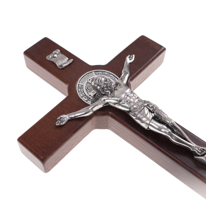 Cruz de madeira de São Bento Pendente Cruz com Símbolo da Paixão (Castanho, 22x12x1,8cm)