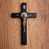 Cruz de madeira de São Bento Pendente Cruz com Símbolo da Paixão (Preto, 22x12x1,8cm)