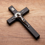 Cruz de madeira de São Bento Pendente Cruz com Símbolo da Paixão (Preto, 22x12x1,8cm)