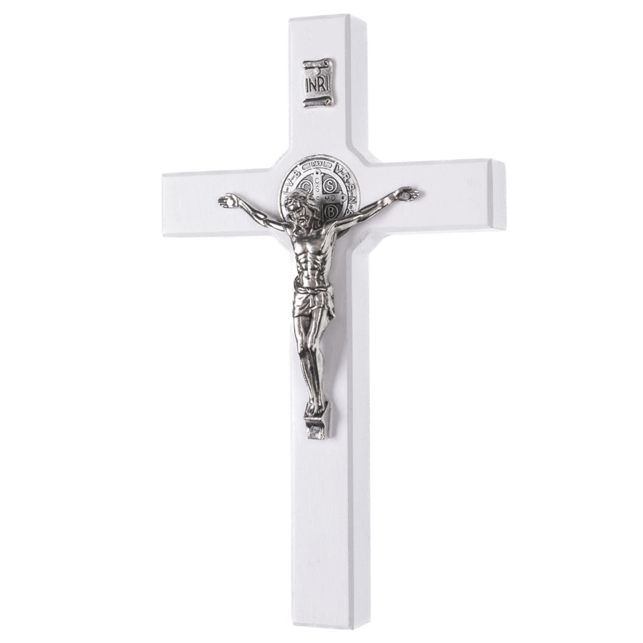 Cruz de madeira de São Bento Pendente Cruz com Símbolo da Paixão (Branco, 22x12x1,8cm)
