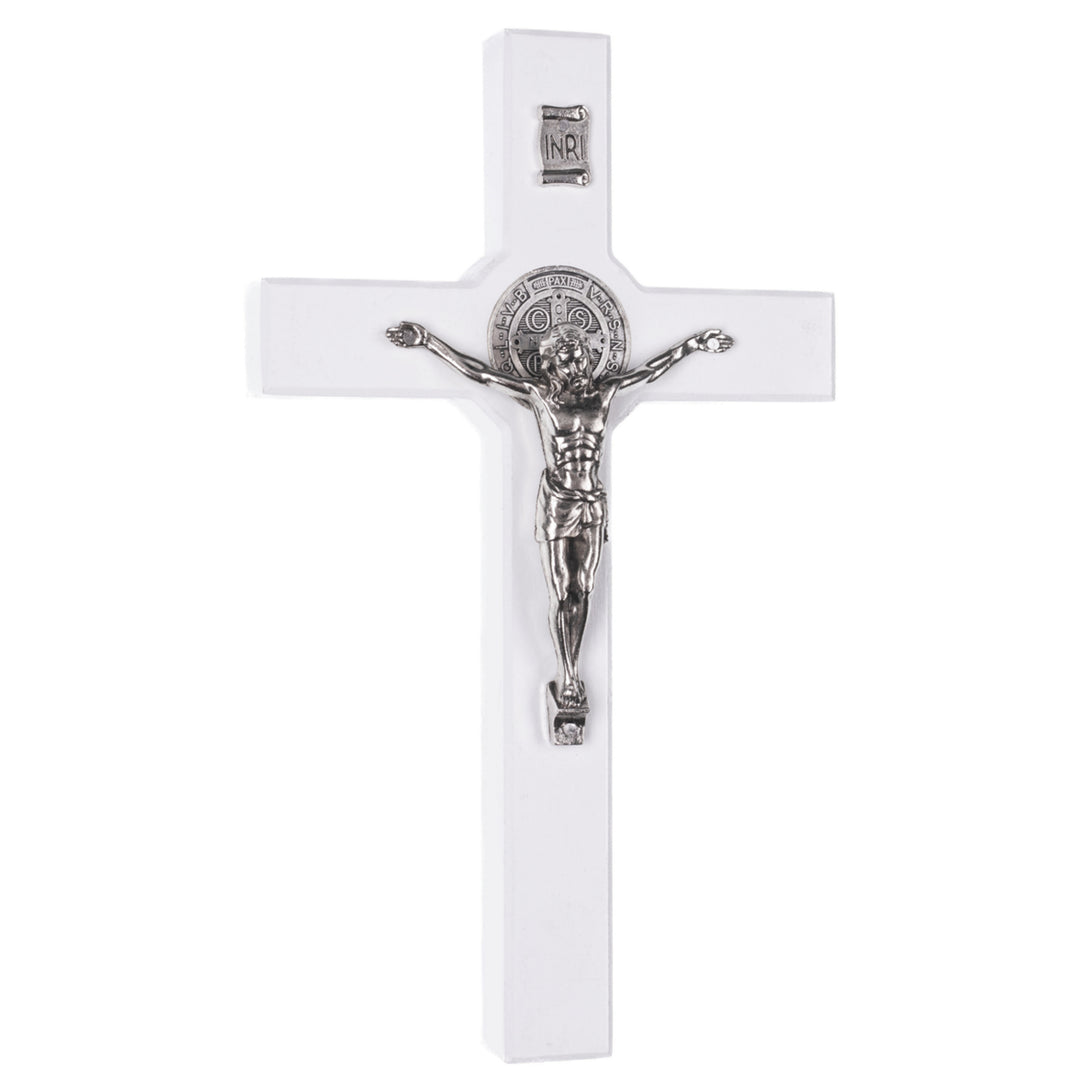Cruz de madeira de São Bento Pendente Cruz com Símbolo da Paixão (Branco, 22x12x1,8cm)