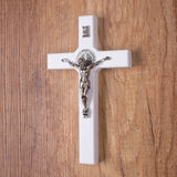 Cruz de madeira de São Bento Pendente Cruz com Símbolo da Paixão (Branco, 22x12x1,8cm)