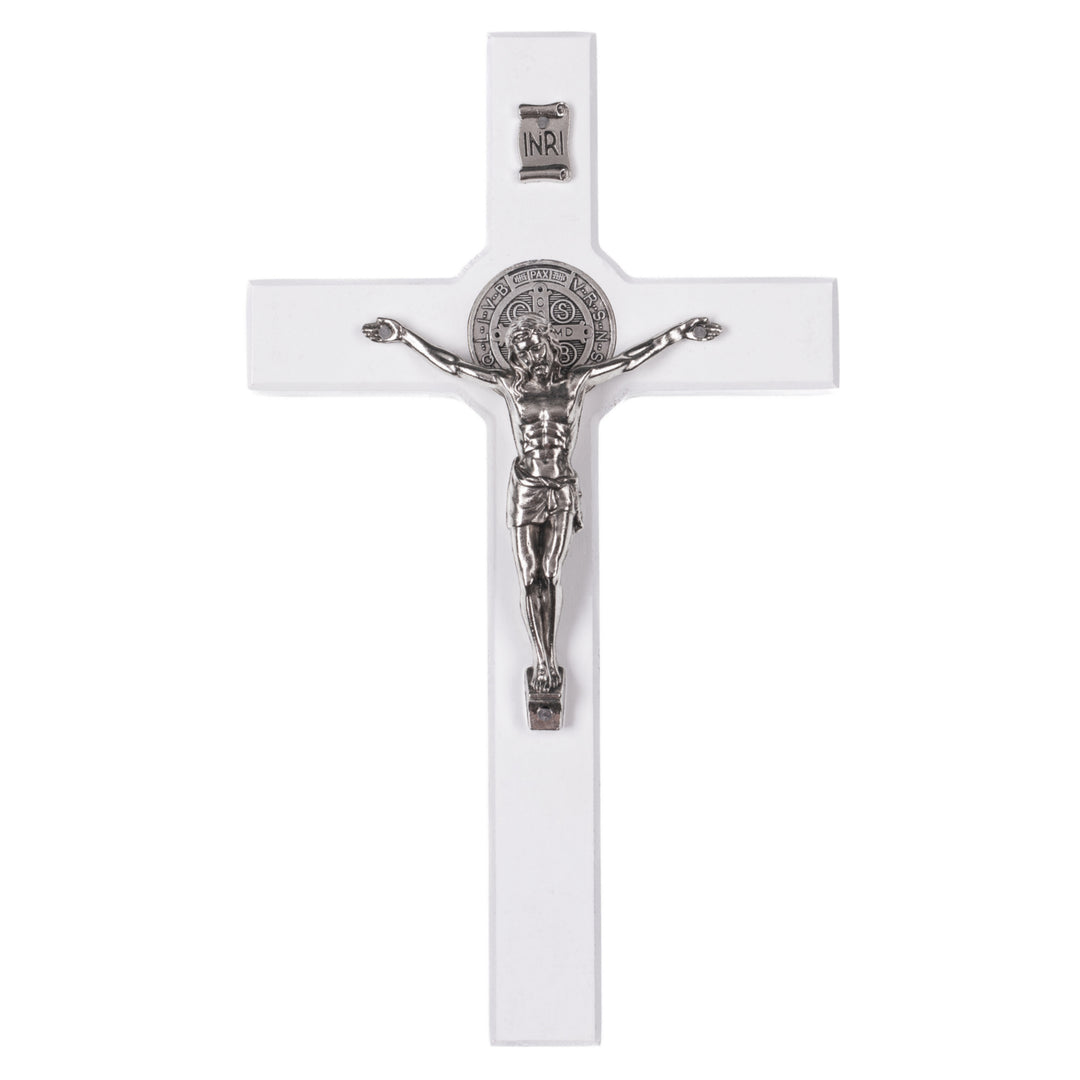 Cruz de madeira de São Bento Pendente Cruz com Símbolo da Paixão (Branco, 22x12x1,8cm)