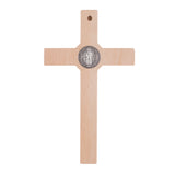 Cruz de madeira de São Bento Pendente Cruz com Símbolo da Paixão (Natural, 28x16x1,8cm)