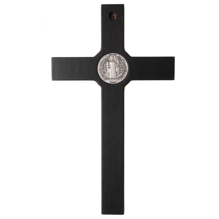 Cruz de Madera de San Benito Cruz Colgante con Símbolo de la Pasión (Negro, 28x16x1.8cm)