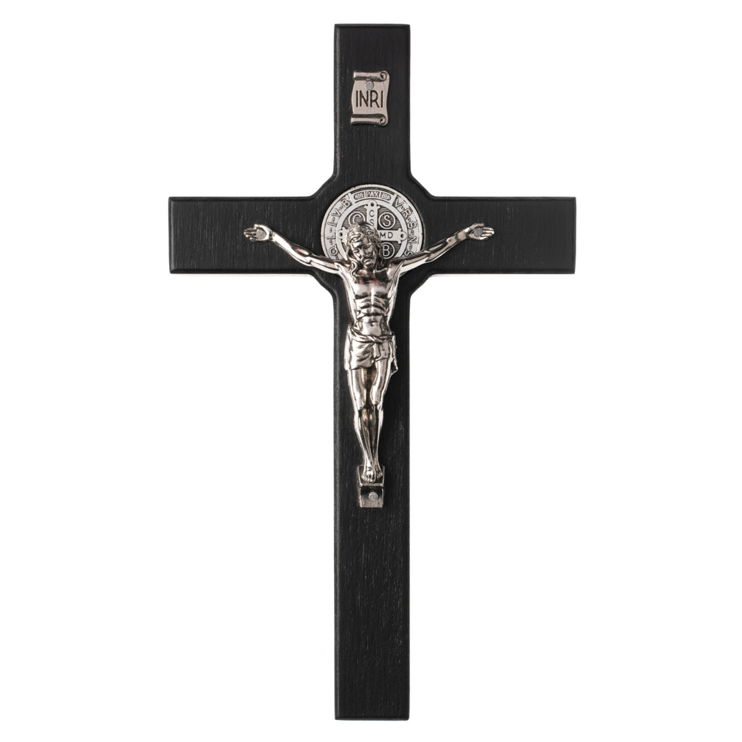 Cruz de Madera de San Benito Cruz Colgante con Símbolo de la Pasión (Negro, 28x16x1.8cm)