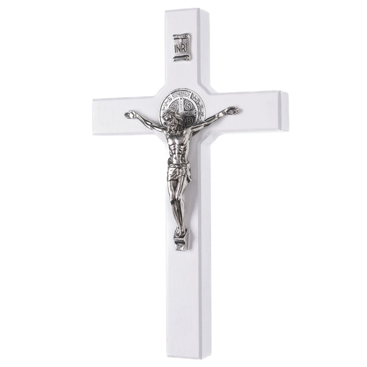 Cruz de madeira de São Bento Pendente Cruz com Símbolo da Paixão (Branco, 28x16x1,8cm)