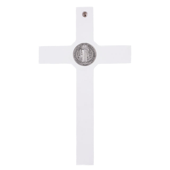 Cruz de madeira de São Bento Pendente Cruz com Símbolo da Paixão (Branco, 28x16x1,8cm)