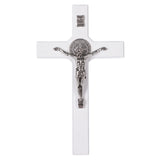 Cruz de madeira de São Bento Pendente Cruz com Símbolo da Paixão (Branco, 28x16x1,8cm)