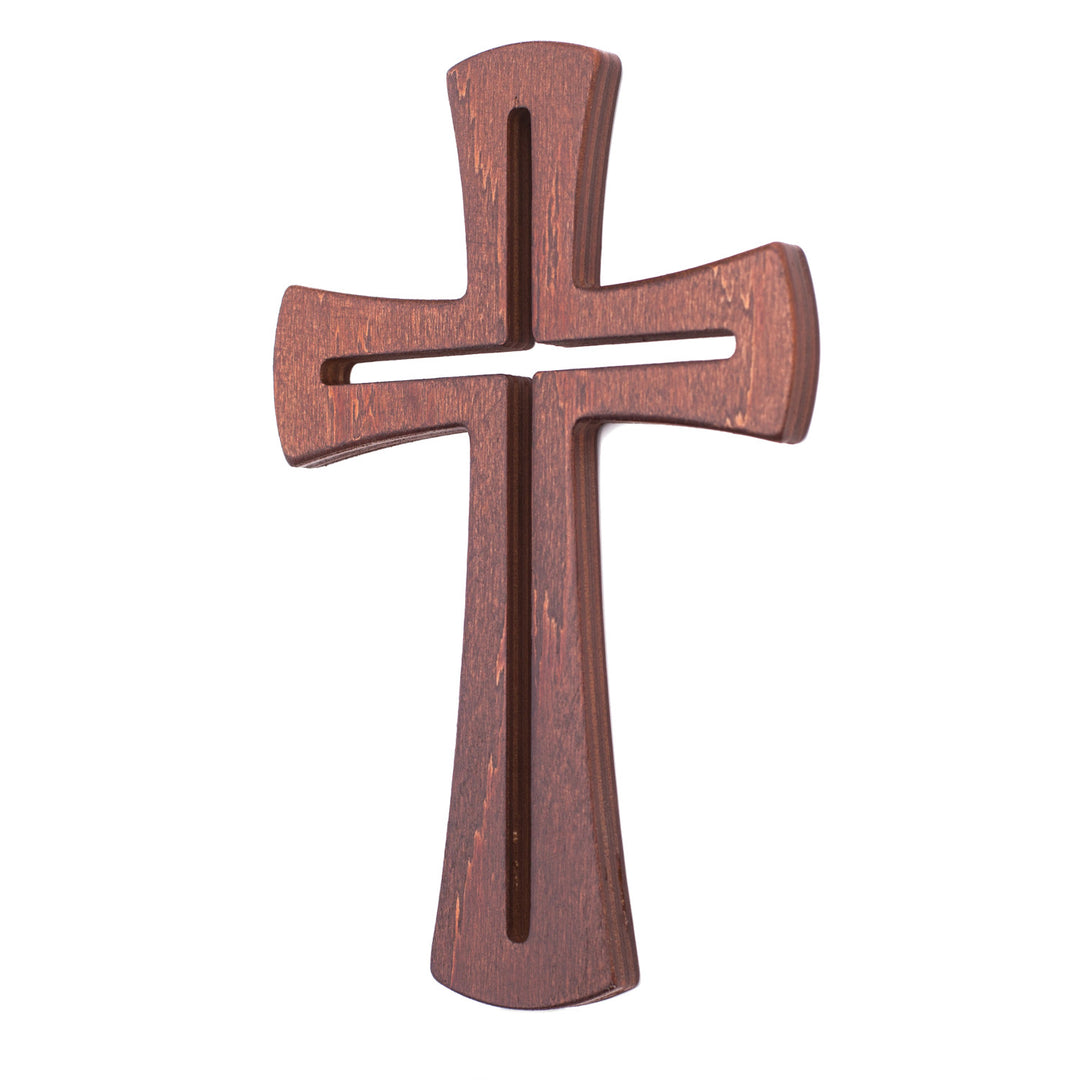 Cruz Colgante de Madera Contrachapada Cruz de Pared Cruz Moderna (Marrón, 18x11x1cm)