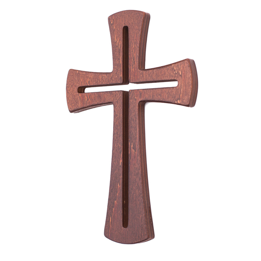 Cruz Colgante de Madera Contrachapada Cruz de Pared Cruz Moderna (Marrón, 18x11x1cm)