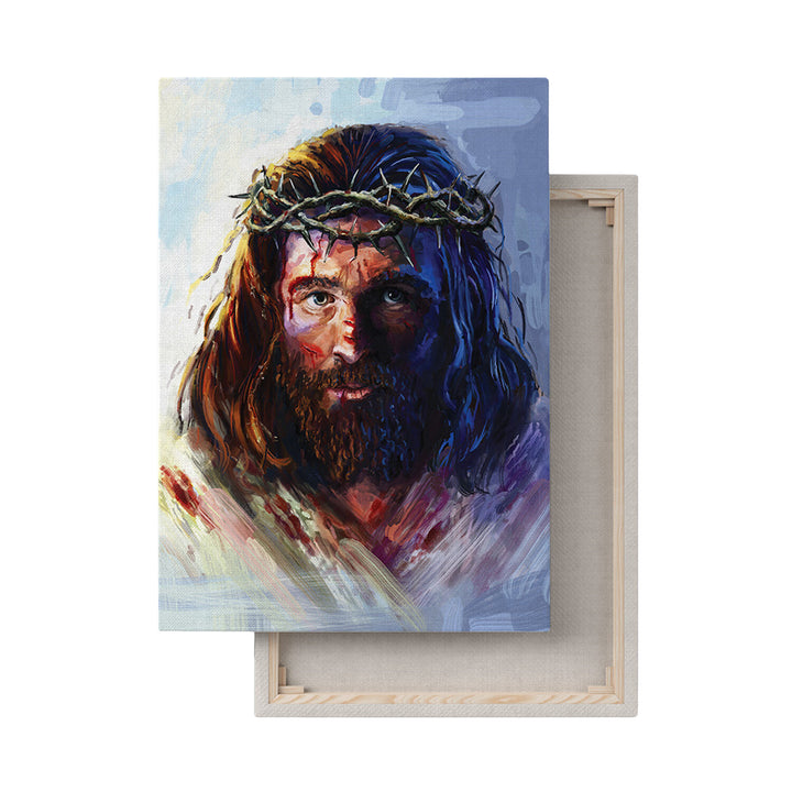 Pintura em tela de Jesus Cristo com a coroa de espinhos (30x40cm)