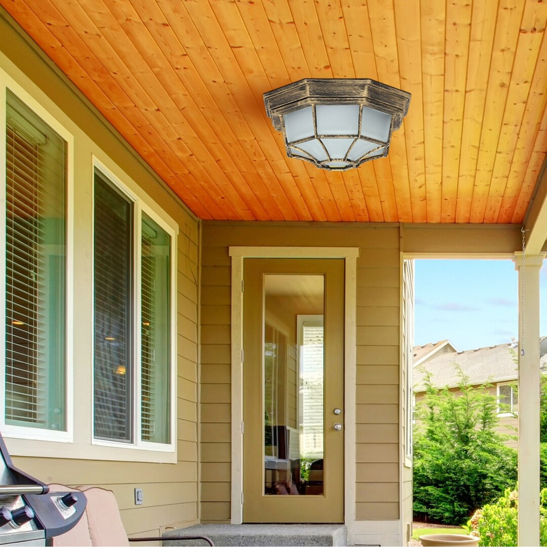 Candeeiro de teto exterior Rabalux Milano 8376 cúpula de metal e vidro