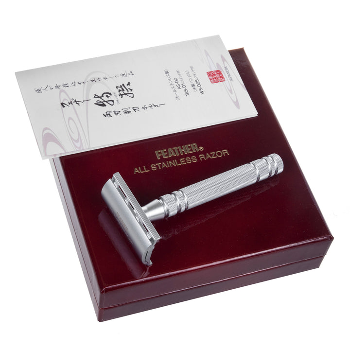 Navalha Feather AS-D2 e 5 lâminas de barbear em aço inoxidável - qualidade japonesa