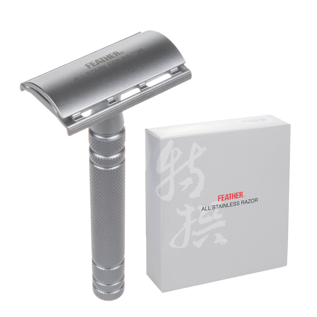 Navalha Feather AS-D2 e 5 lâminas de barbear em aço inoxidável - qualidade japonesa