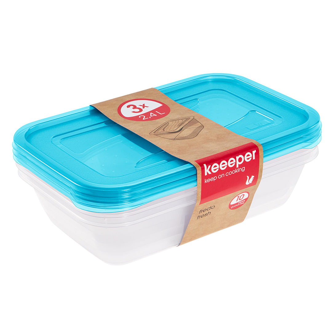 Pacote de 3 recipientes para alimentos Keeper Fredo Fresh 2,4L