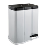 Lixeira com pedal Keepeper Gunnar 7 L + 15 L prata clara feita de plástico resistente adequada para coleta seletiva de resíduos em casa e no escritório