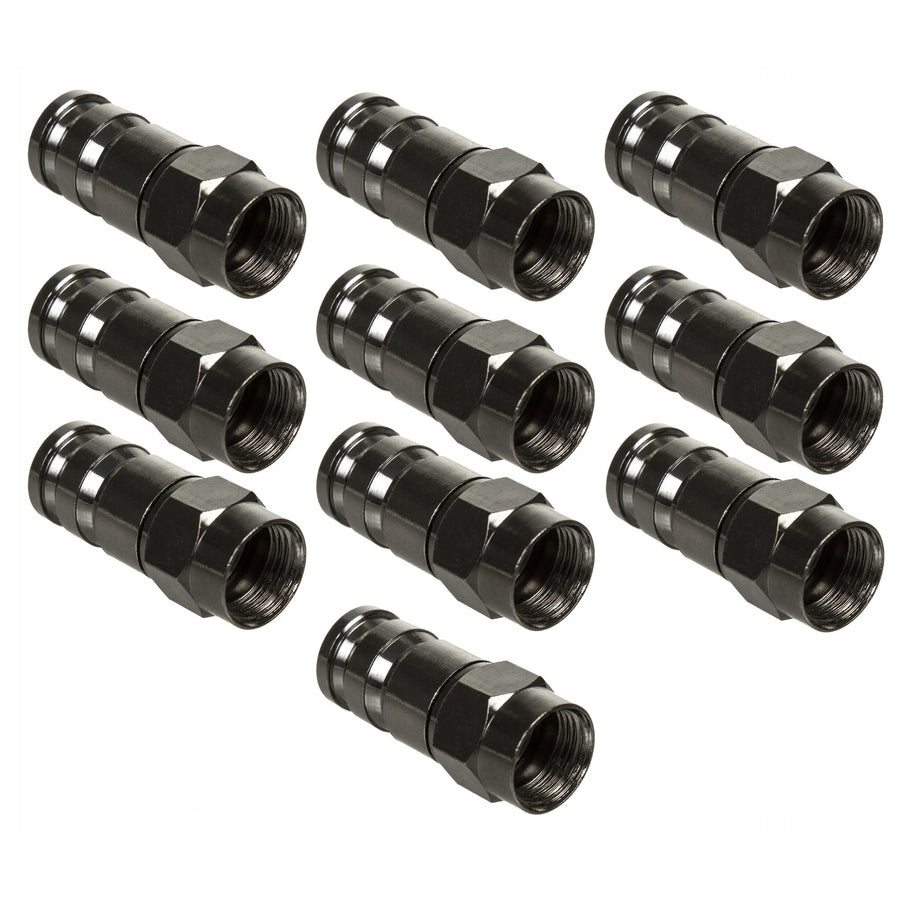 Conector de compressão Maclean MCTV-916 F, RG-6, profissional, níquel, preto, 10 peças