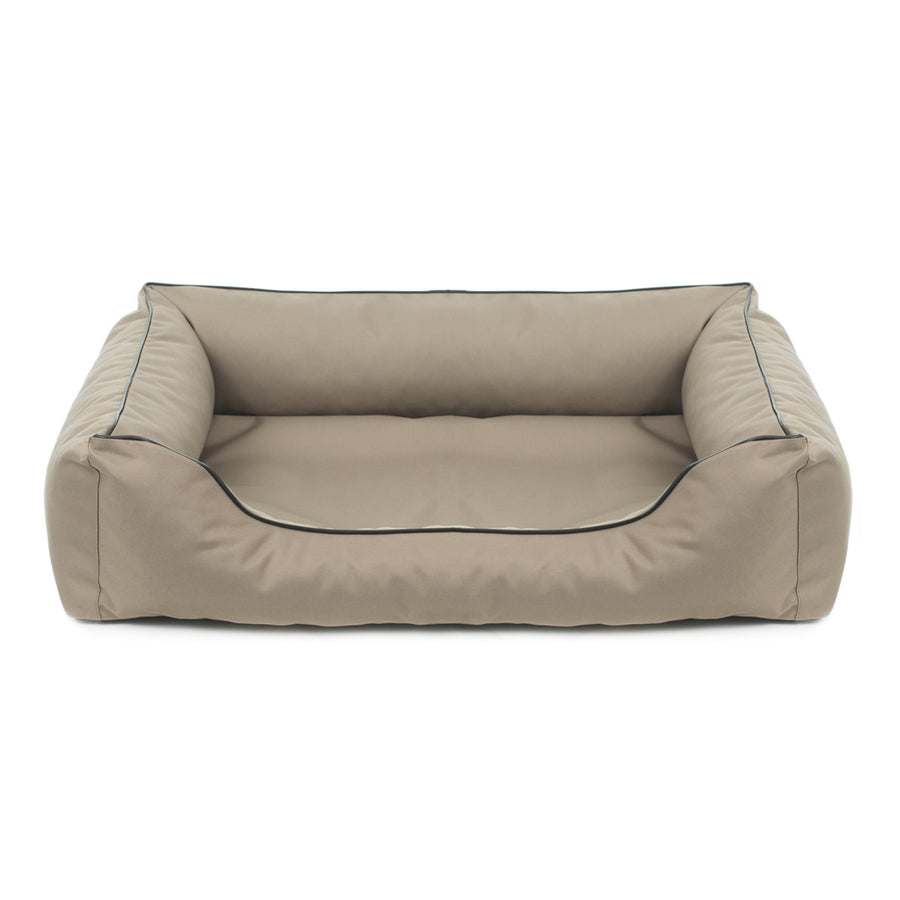 Sofá cama ortopédico Valencia para cães bege com acabamento preto 100 x 75 cm