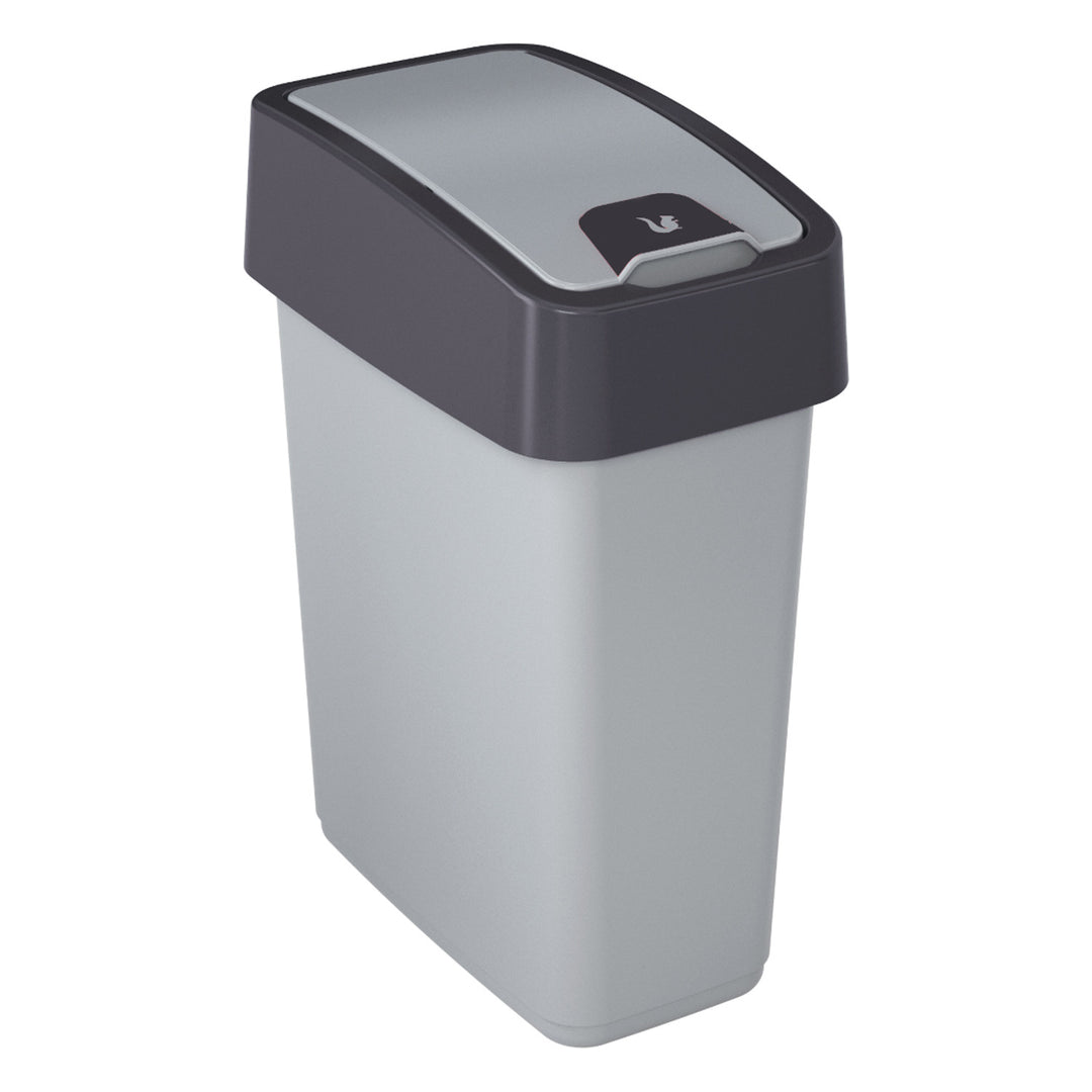 Papelera con tapa de empuje 10l Keeeper Magne - color plata