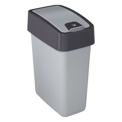 Papelera con tapa de empuje 10l Keeeper Magne - color plata