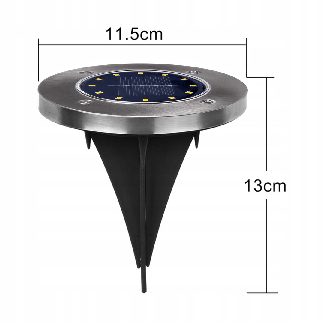 Maclean MCE318 LED Lâmpada solar para caminho externo Luzes de jardim Luzes solares com ponta de solo 12 LED SMD branco neutro 4000K 0,7W IP44 (6x unid.)