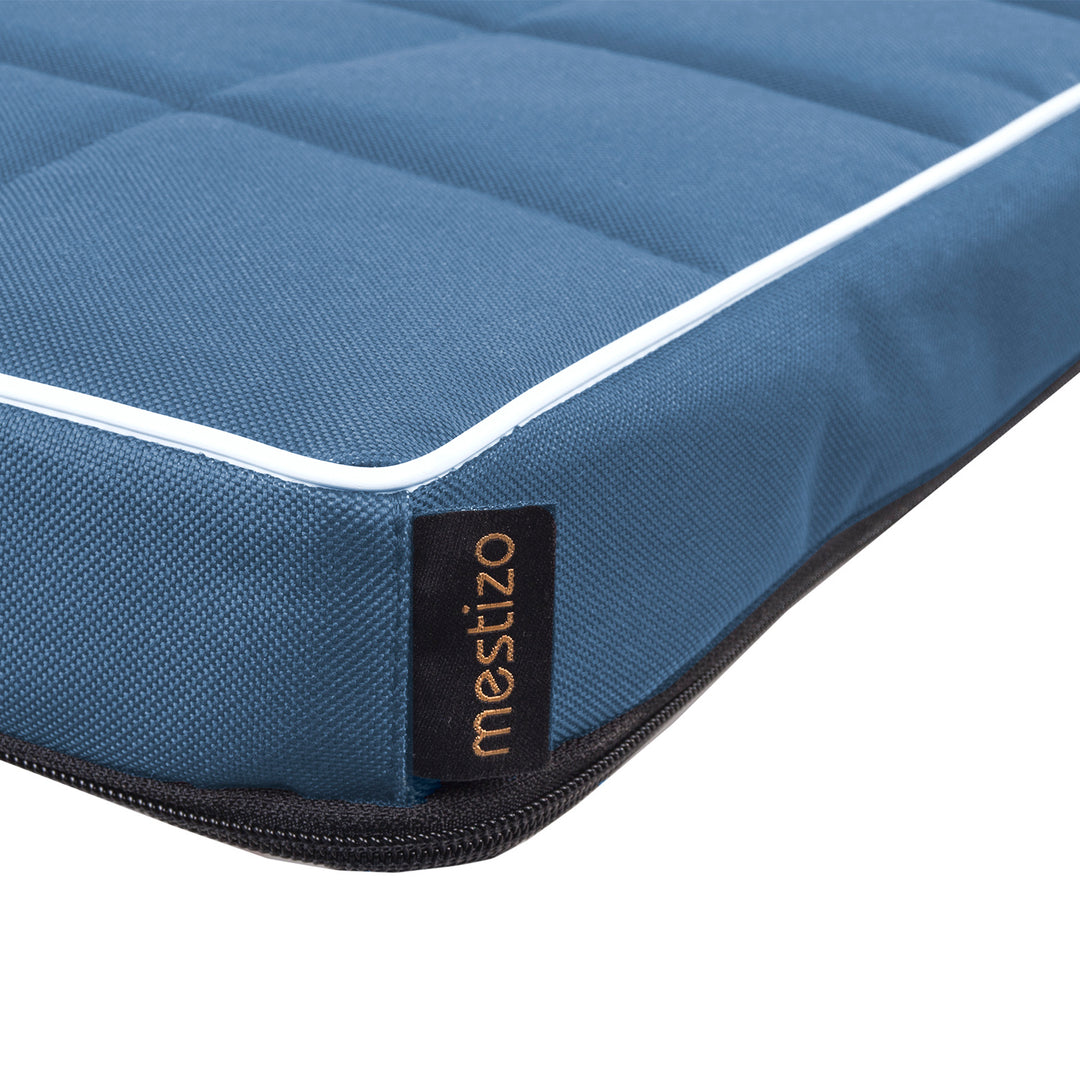 Colchão de cama xadrez Mestizo Vigo para cachorro gato tapete para animais de estimação (80x60x5cm) em azul/branco